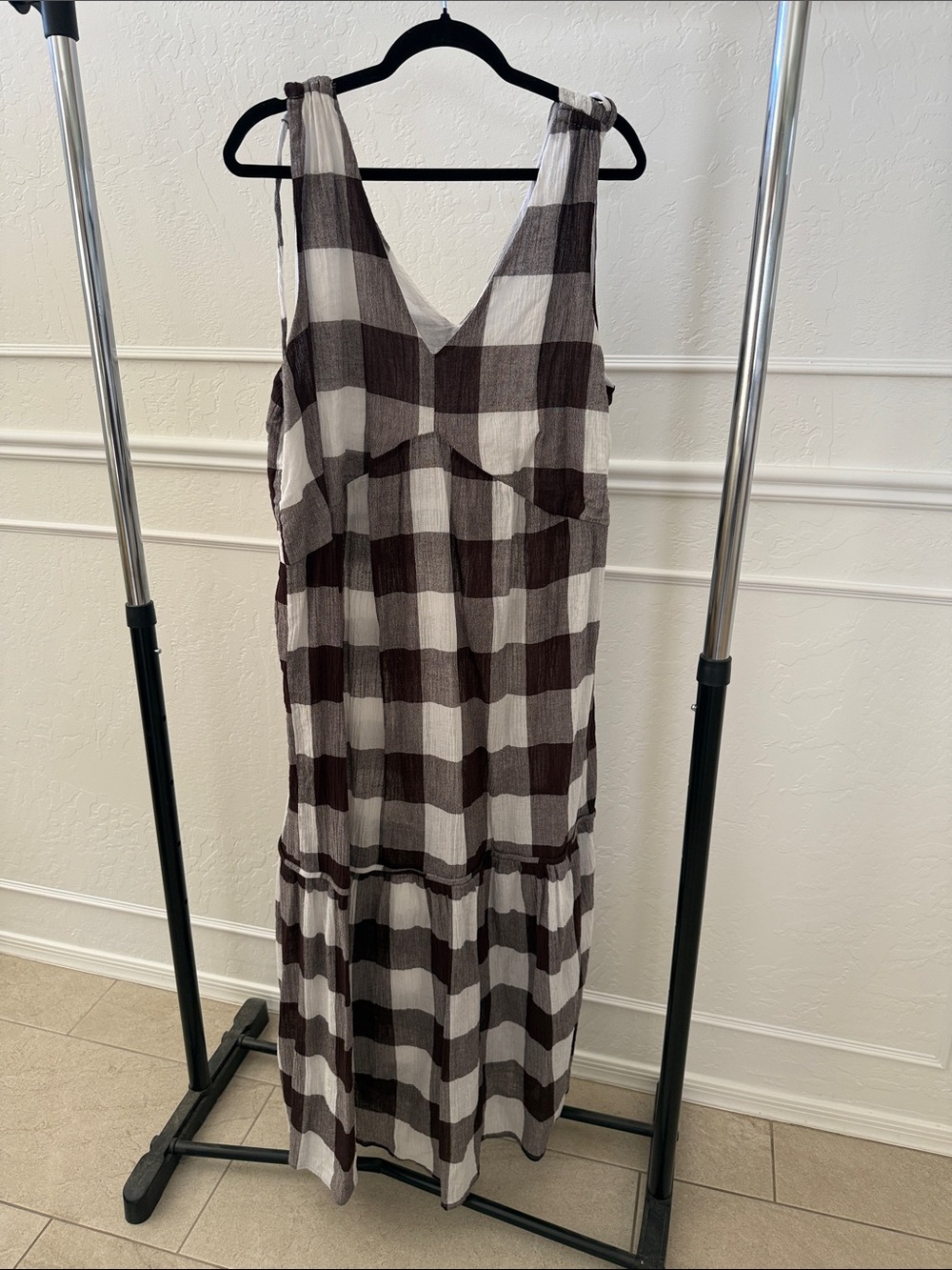 ASOS Curve Brown & White Gingham Maxi Dress